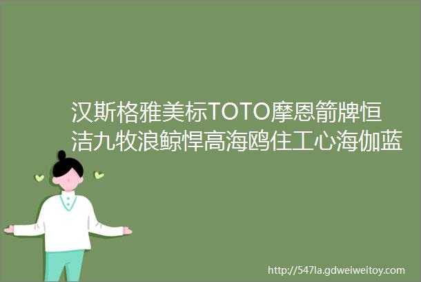 汉斯格雅美标TOTO摩恩箭牌恒洁九牧浪鲸悍高海鸥住工心海伽蓝玫瑰岛等最新动态